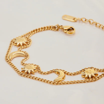 Luna – Pulsera Sol y Luna Dorada Elegante