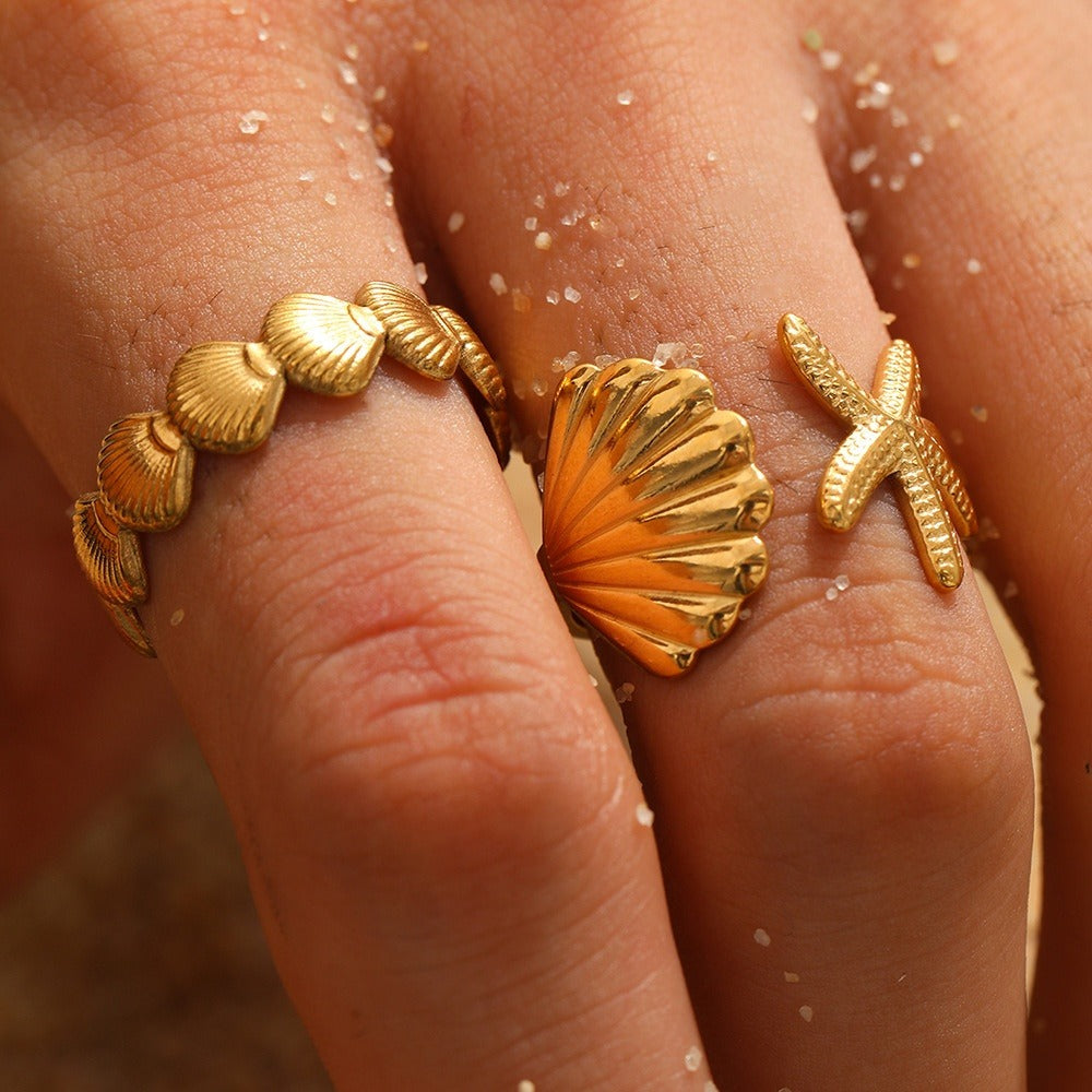 Marina – Anillo Abierto Concha y Estrella de Mar