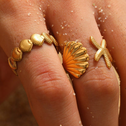 Marina – Anillo Abierto Concha y Estrella de Mar