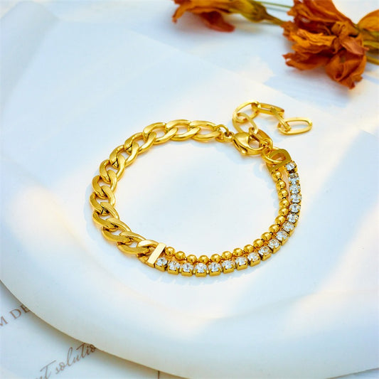 Roxana – Pulsera Doble Cadena Asimétrica Elegante