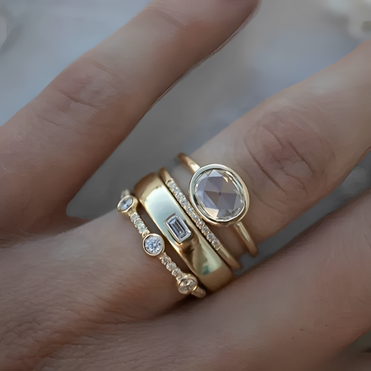 Sylvie – Set de Anillos Vintage en Oro con Circonitas