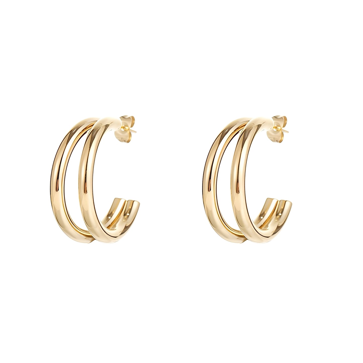 Yumi – Pendientes Doble Capa de Acero Elegantes