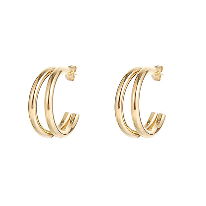 Yumi – Pendientes Doble Capa de Acero Elegantes