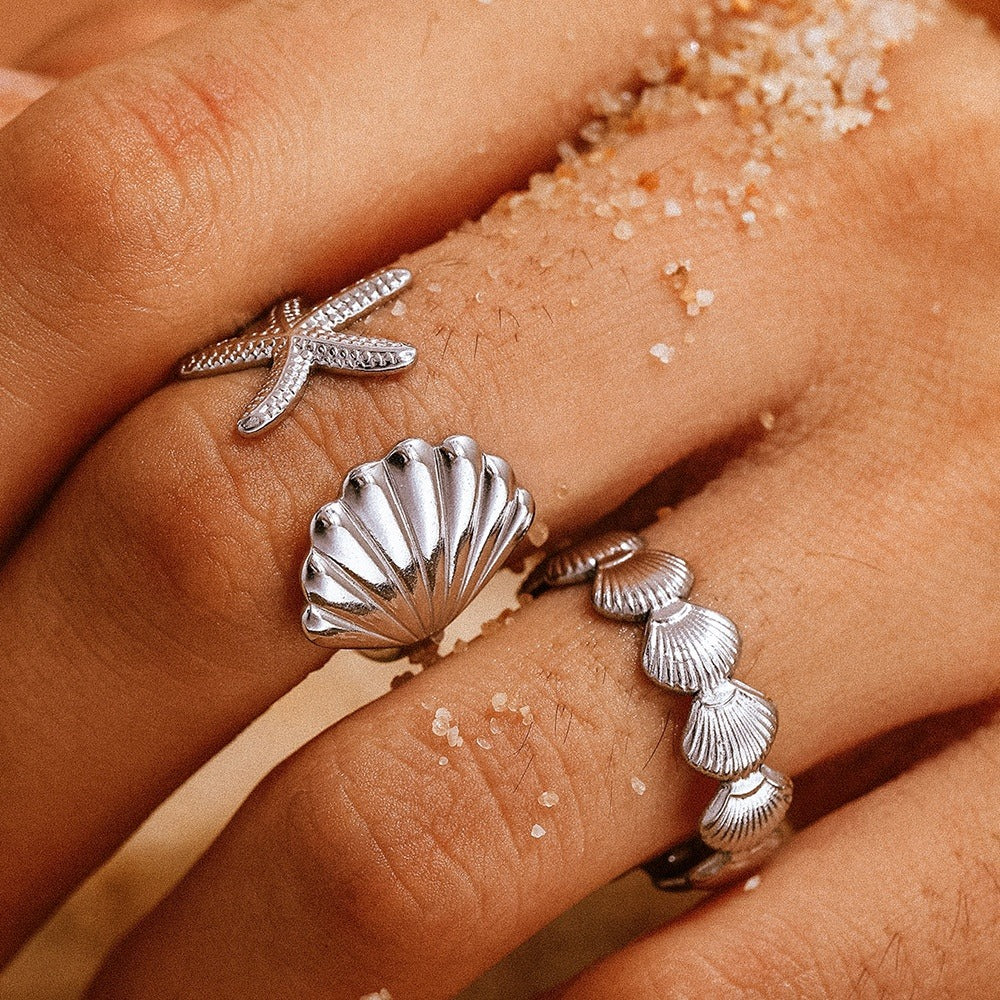 Marina – Anillo Abierto Concha y Estrella de Mar