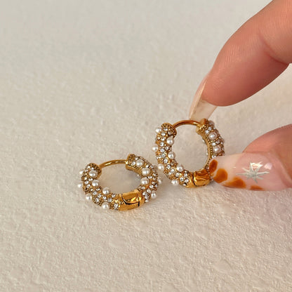 Clarisse – Pendientes Perla y Zirconia Retro Elegantes