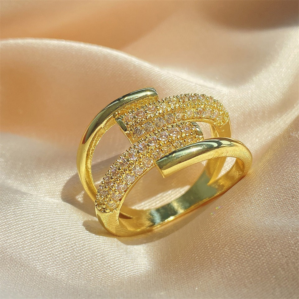 Kaede – Anillo Cobre Forma Geométrica Elegante