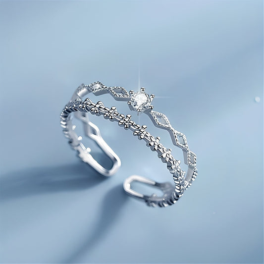 Aileen – Bague Plata Regulable & Zirconio