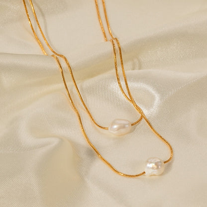 Mariela – Collar Doble Capa con Perlas Elegantes