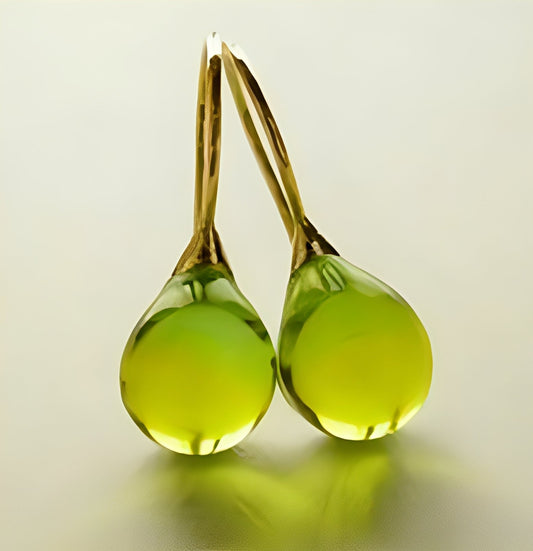 Marion – Pendientes Vidrio Oliva Retro