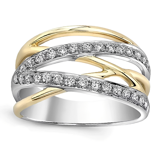 Cayenne – Anillo Bicolor con Circonitas Brillantes