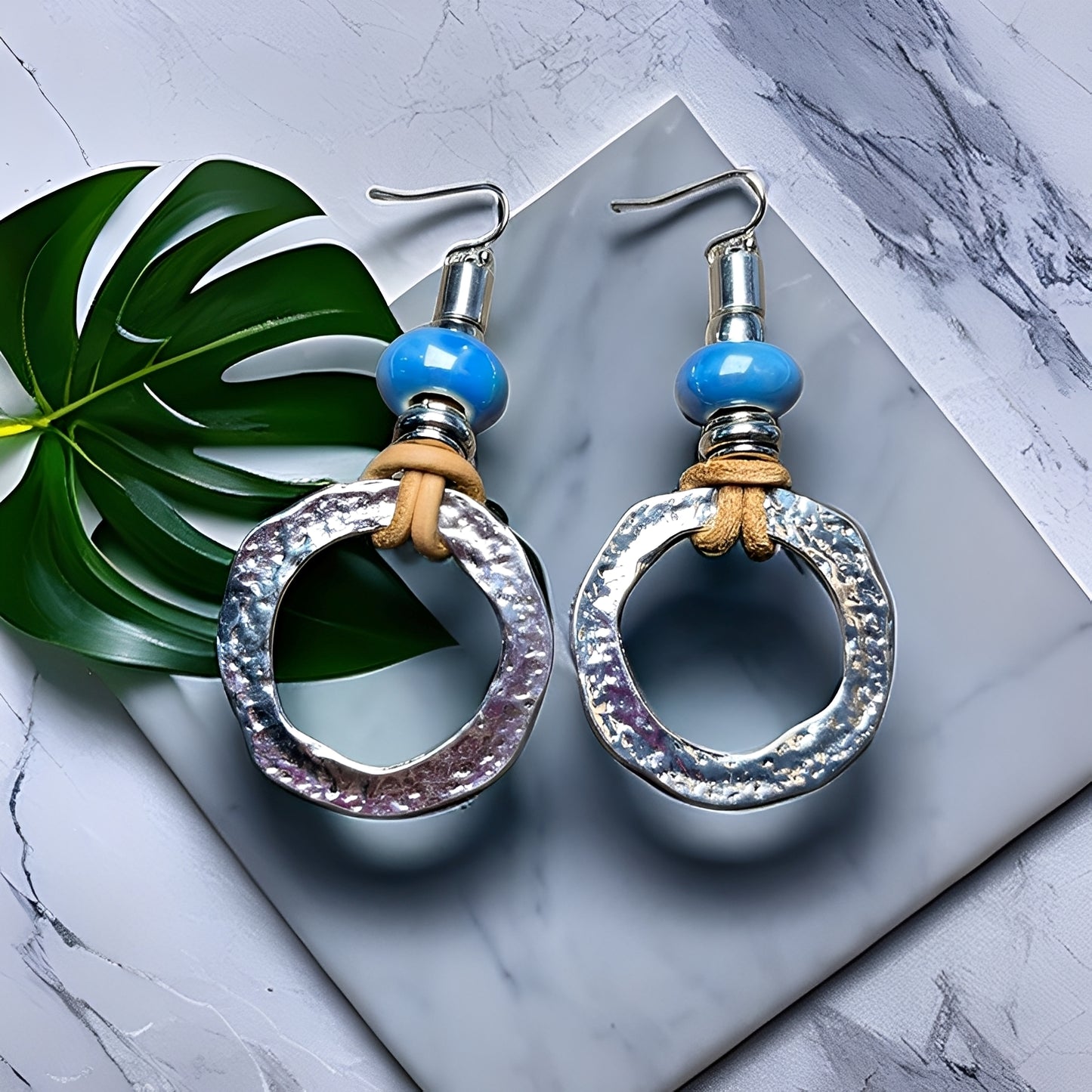 Kaia – Pendientes Círculo Boho Vintage en Plata