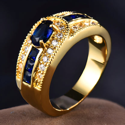 Marina – Anillo Dorado con Piedra Azul Brillante