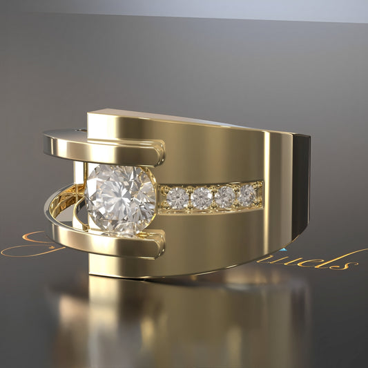 Lyra – Anillo Vintage Dorado con Circonita Irregular