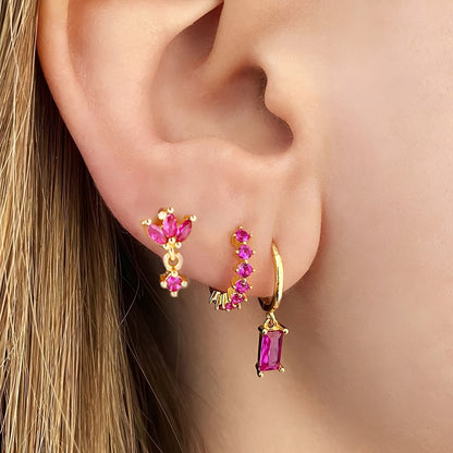 Leona – Set de Pendientes de Zirconia Cuadrados de Moda
