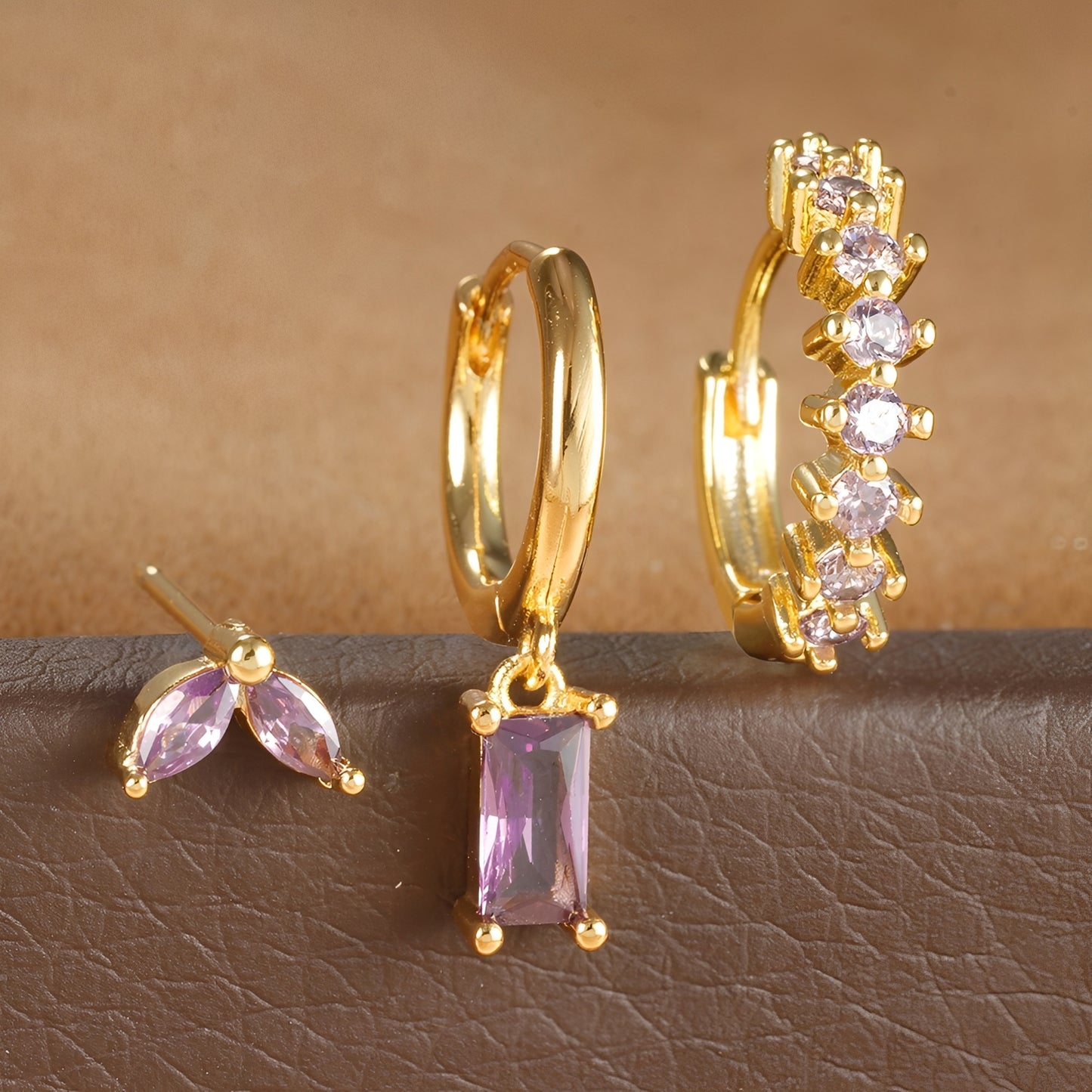 Leona – Set de Pendientes de Zirconia Cuadrados de Moda