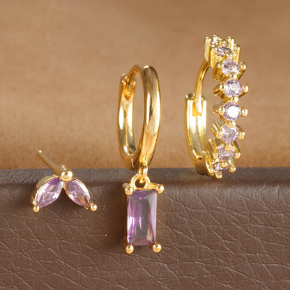 Leona – Set de Pendientes de Zirconia Cuadrados de Moda
