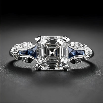 Perrine – Anillo Vintage Azul Brillante en Plata