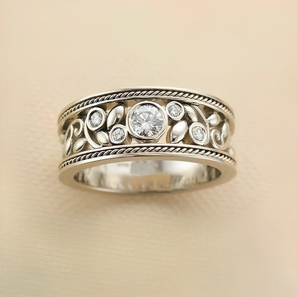 Celina – Anillo de Plata Vintage con Piedra Circonita Brillante