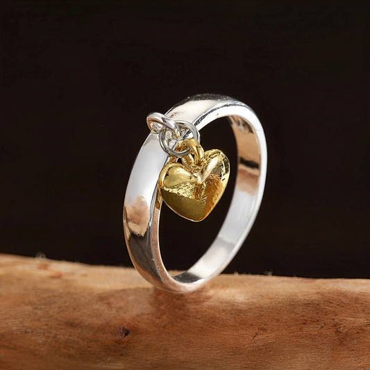 Sierra – Anillo Vintage de Plata con Corazón Colgante