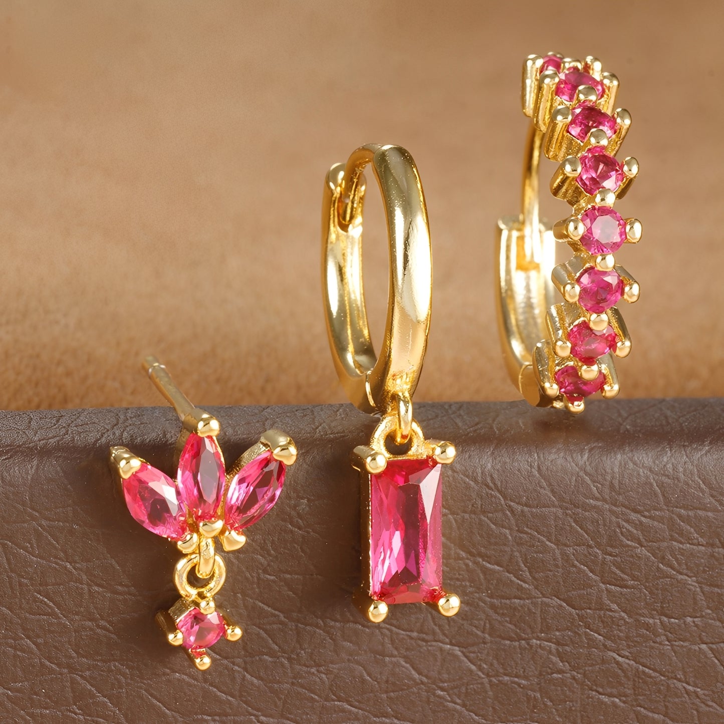 Leona – Set de Pendientes de Zirconia Cuadrados de Moda