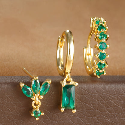 Leona – Set de Pendientes de Zirconia Cuadrados de Moda