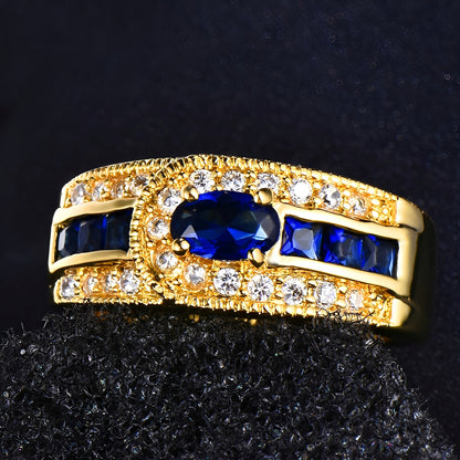 Marina – Anillo Dorado con Piedra Azul Brillante