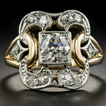 Alina – Anillo Dorado Vintage con Circonita Brillante
