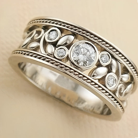 Celina – Anillo de Plata Vintage con Piedra Circonita Brillante