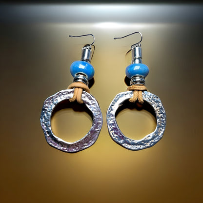 Kaia – Pendientes Círculo Boho Vintage en Plata