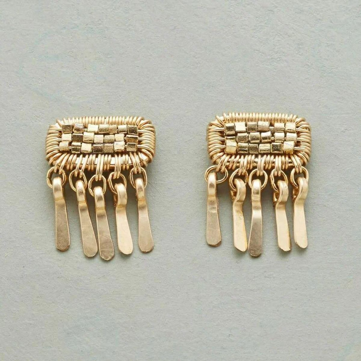 Pendientes de Mujer con Diseño de Trenzado Rectangular y Múltiples Colgantes