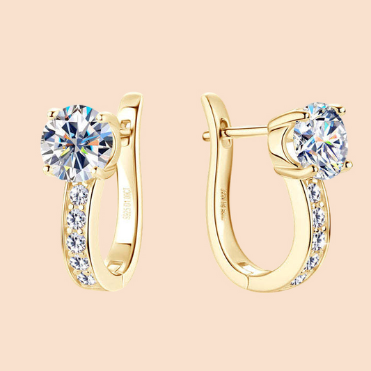 Nathalie – Pendientes Huggie en Moissanita Oro 18K