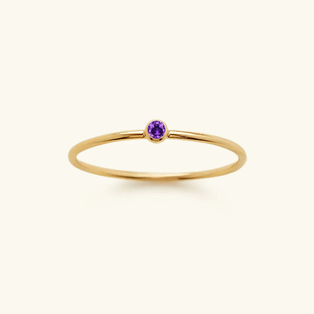 Anillo Apilable de Mujer con Gema de Nacimiento Opcional