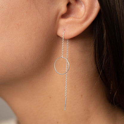 Pendientes de círculo de hilo - Pendientes largos y colgantes