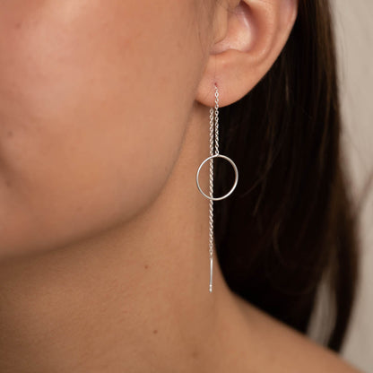 Pendientes de círculo de hilo - Pendientes largos y colgantes