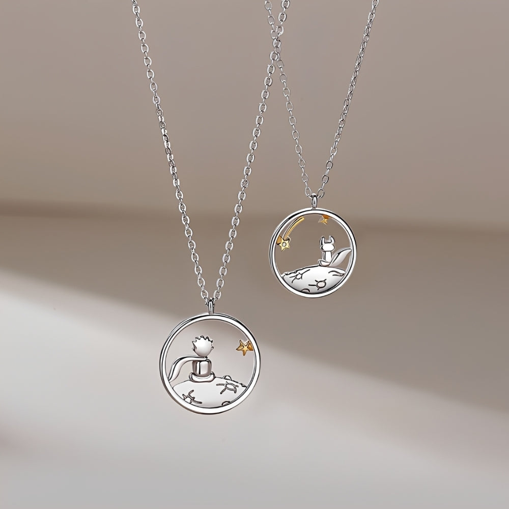 Collar con Colgante de Figuras para Mujeres con Motivo Inspirado en El Principito