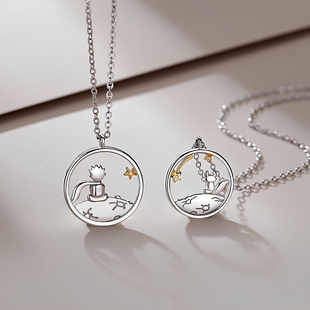 Collar con Colgante de Figuras para Mujeres con Motivo Inspirado en El Principito