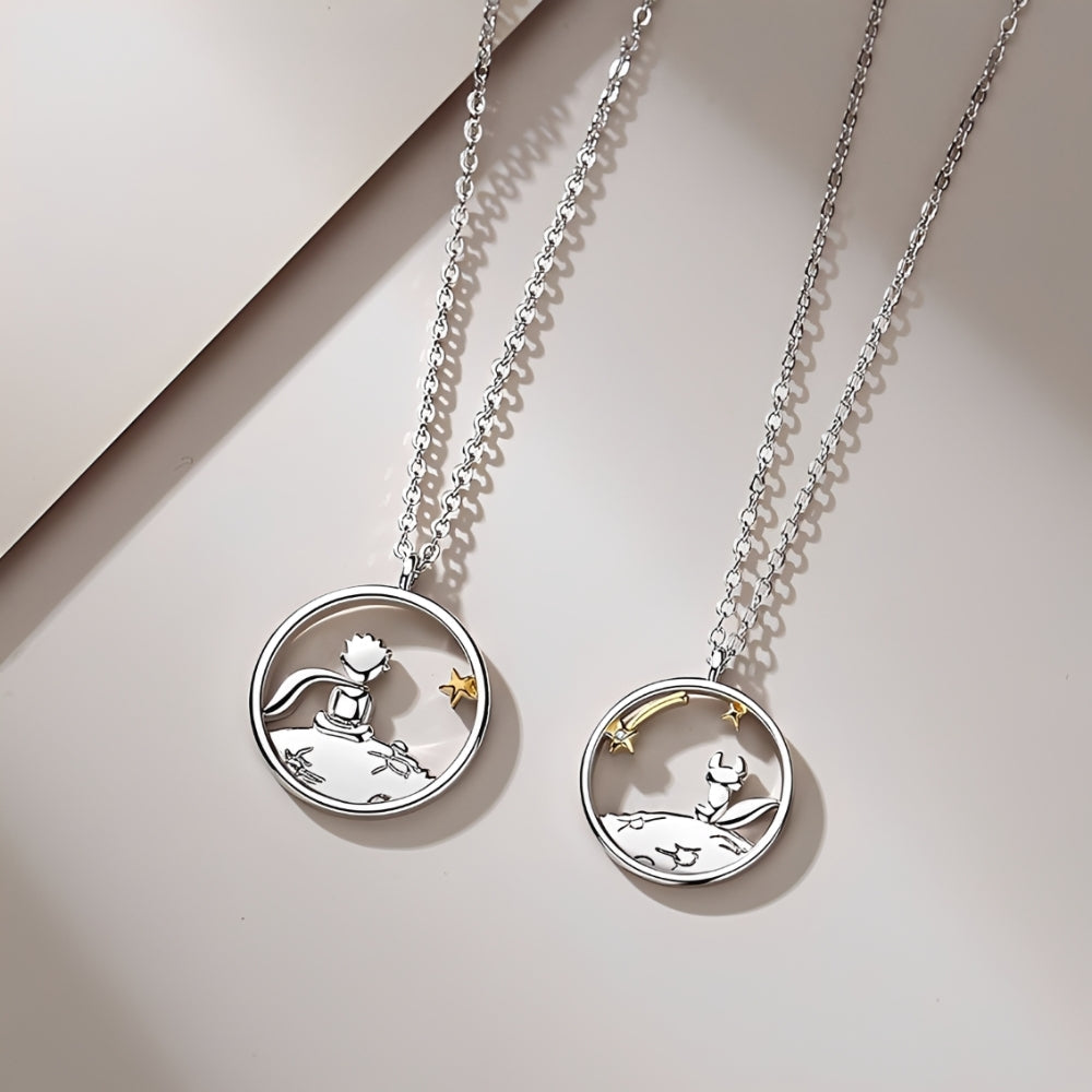 Collar con Colgante de Figuras para Mujeres con Motivo Inspirado en El Principito