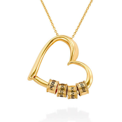 Maya – Collar Corazón con Anillos Grabados