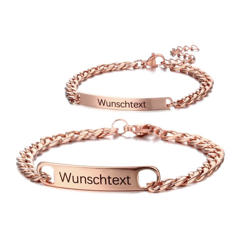 Dina – Duo de Pulseras Grabadas para Pareja