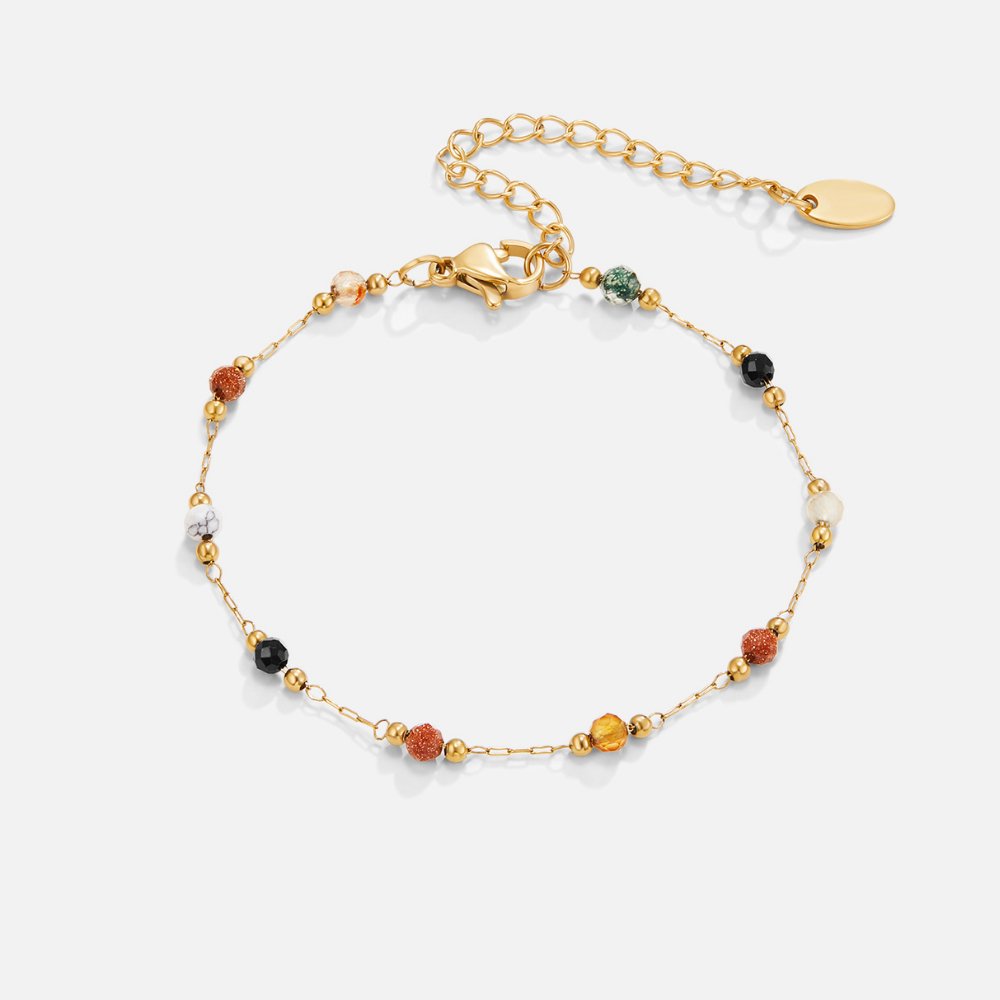 Dama Fino Pulsera con Acentos de Perlas Multicolores y Cadena de Extensión