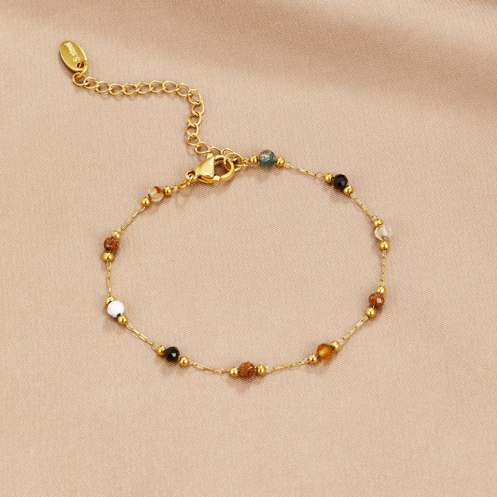 Dama Fino Pulsera con Acentos de Perlas Multicolores y Cadena de Extensión