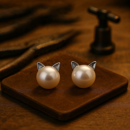 Nikka – Pendientes Gatito Huecos de Plata