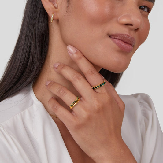 Issa – Bague Superpuesta Esmeralda Elegante