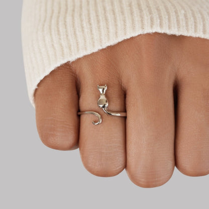 Mindy – Bague Chat Argent Místico