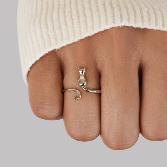 Mindy – Bague Chat Argent Místico