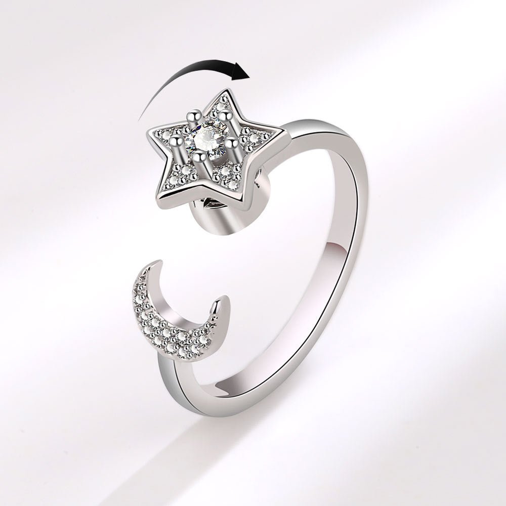 Dama Anillo Ajustable con Motivos de Sol, Luna y Estrella