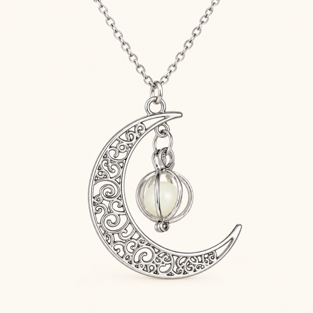 Collar con Colgante de Luna para Mujeres con Centro Redondo Brillante y Diseño de Luna Creciente