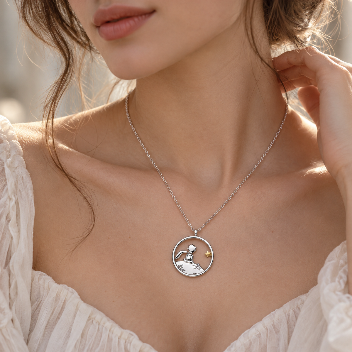 Collar con Colgante de Figuras para Mujeres con Motivo Inspirado en El Principito
