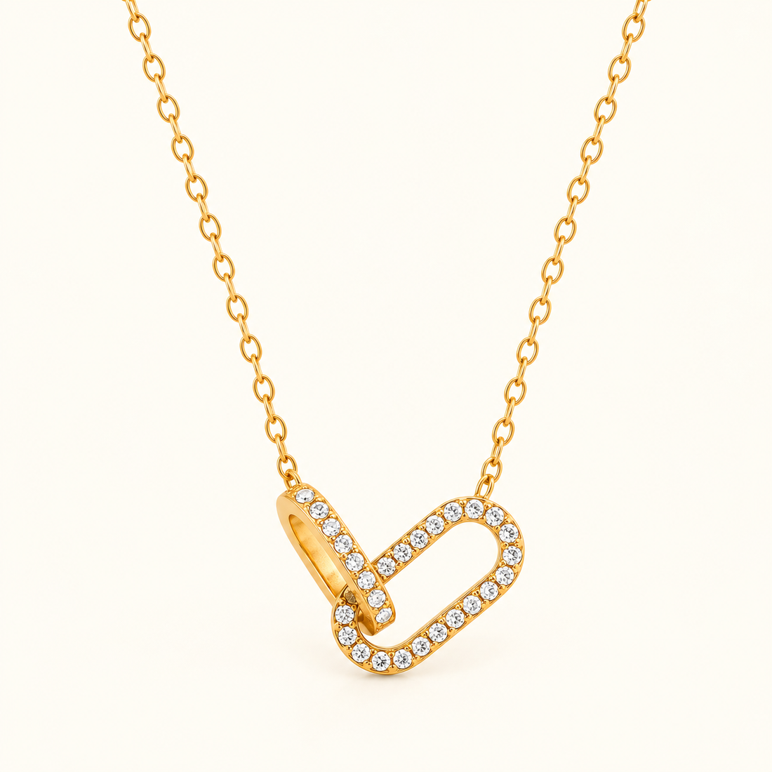 Collar con Colgante de Mujer con Motivo de Eslabones Entretejidos y Acabado en Pavé