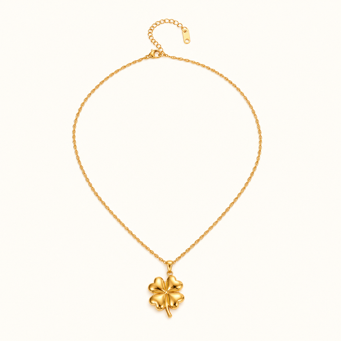 Collar colgante de damas con trébol de cuatro hojas y cadena de extensión